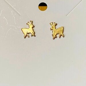 Vintage Gold Plated Christmas Reindeer Stud Earrings